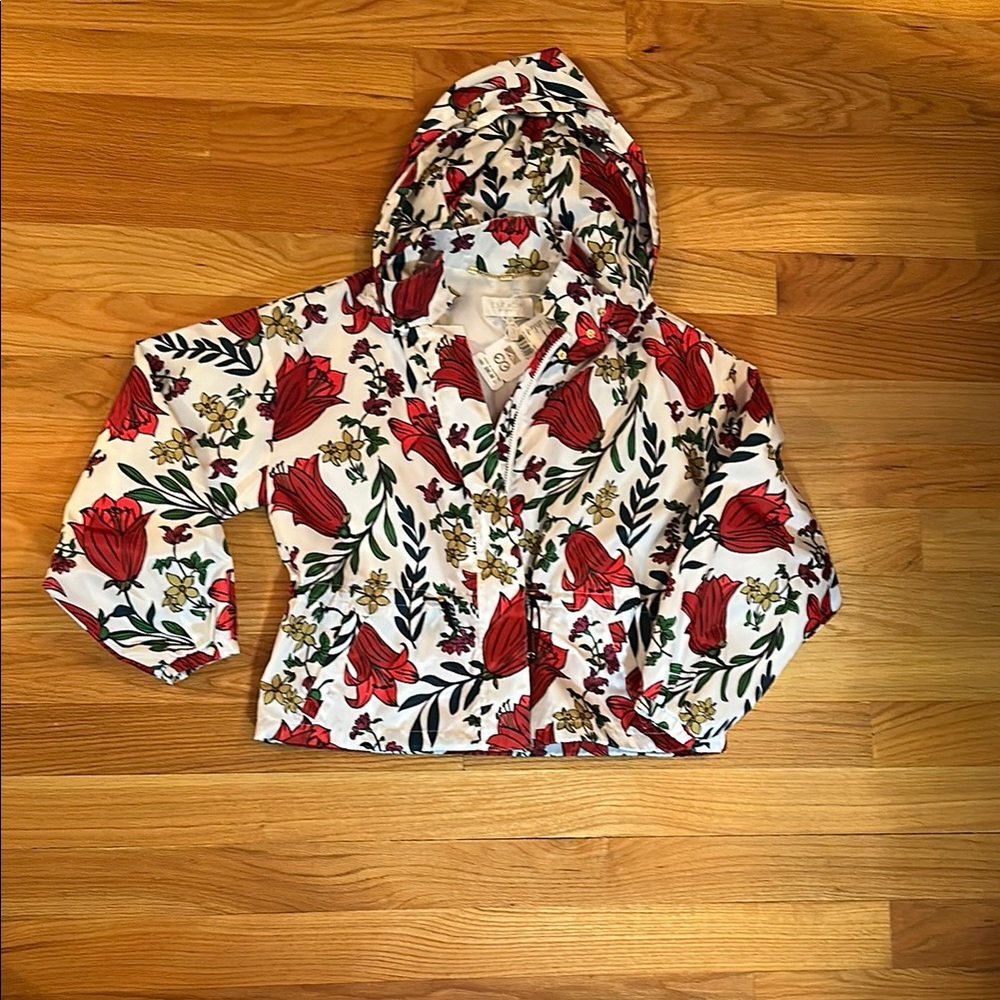 Escada Red and White Floral Raincoat